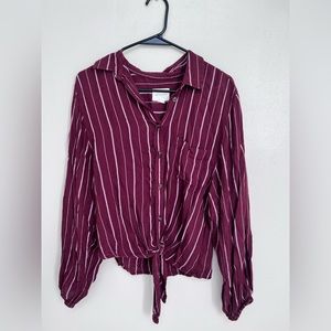 Long sleeve maroon button down